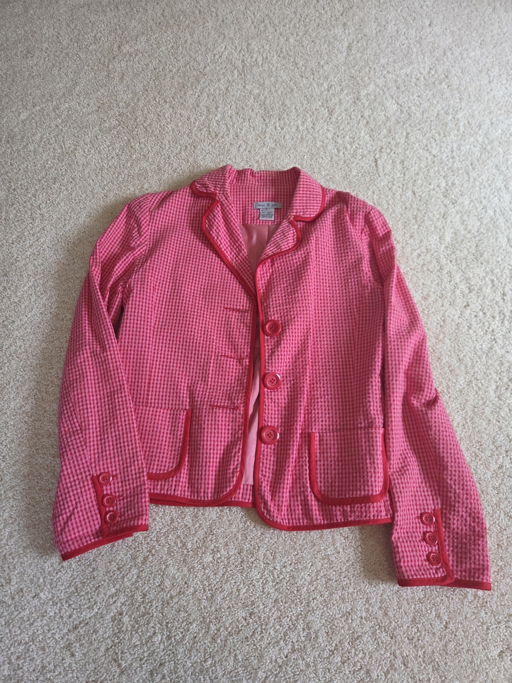 mac & jac Pink Gingham Blazer Jacket